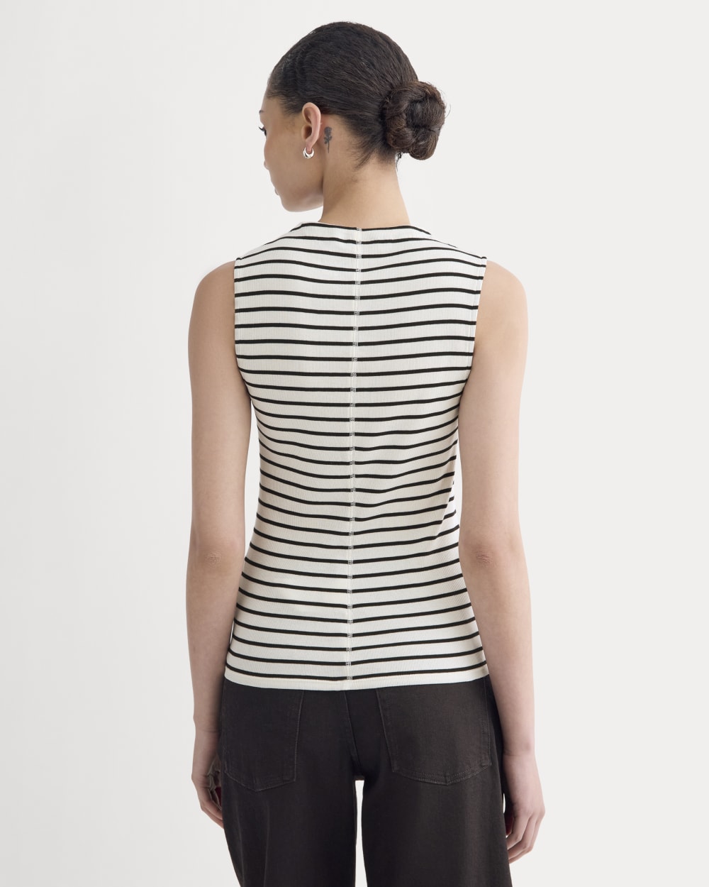 The Luxe Rib Funnel-Neck Tank | Bone / Black – Everlane