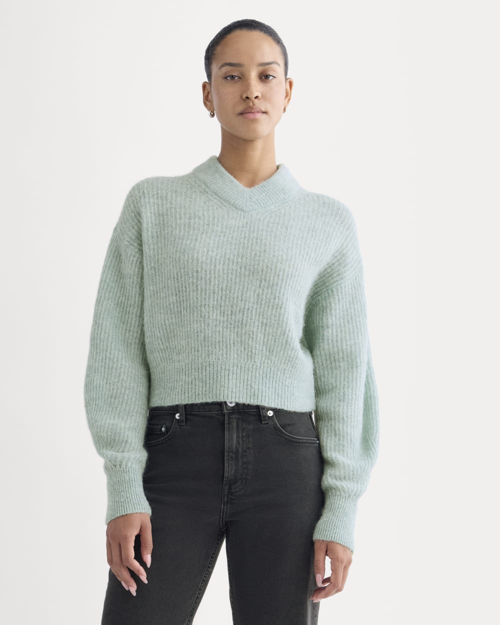 Cropped Cocoon Sweater in Alpaca