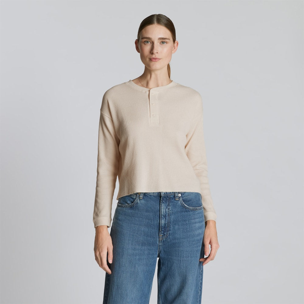 womens-organic-ctn-waffle-henley-brazilian-sand | primary
