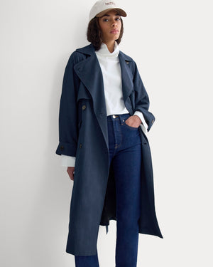 Drapey Twill Trench | Navy
