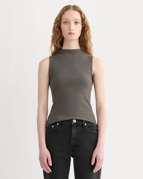 The Luxe Rib Funnel-Neck Tank | Heathered Fatigue – Everlane