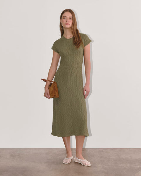The Rib-Knit Cap-Sleeve Midi Dress | Kalamata Everlane The Rib-Knit Cap-Sleeve Midi Dress | Kalamata Everlane