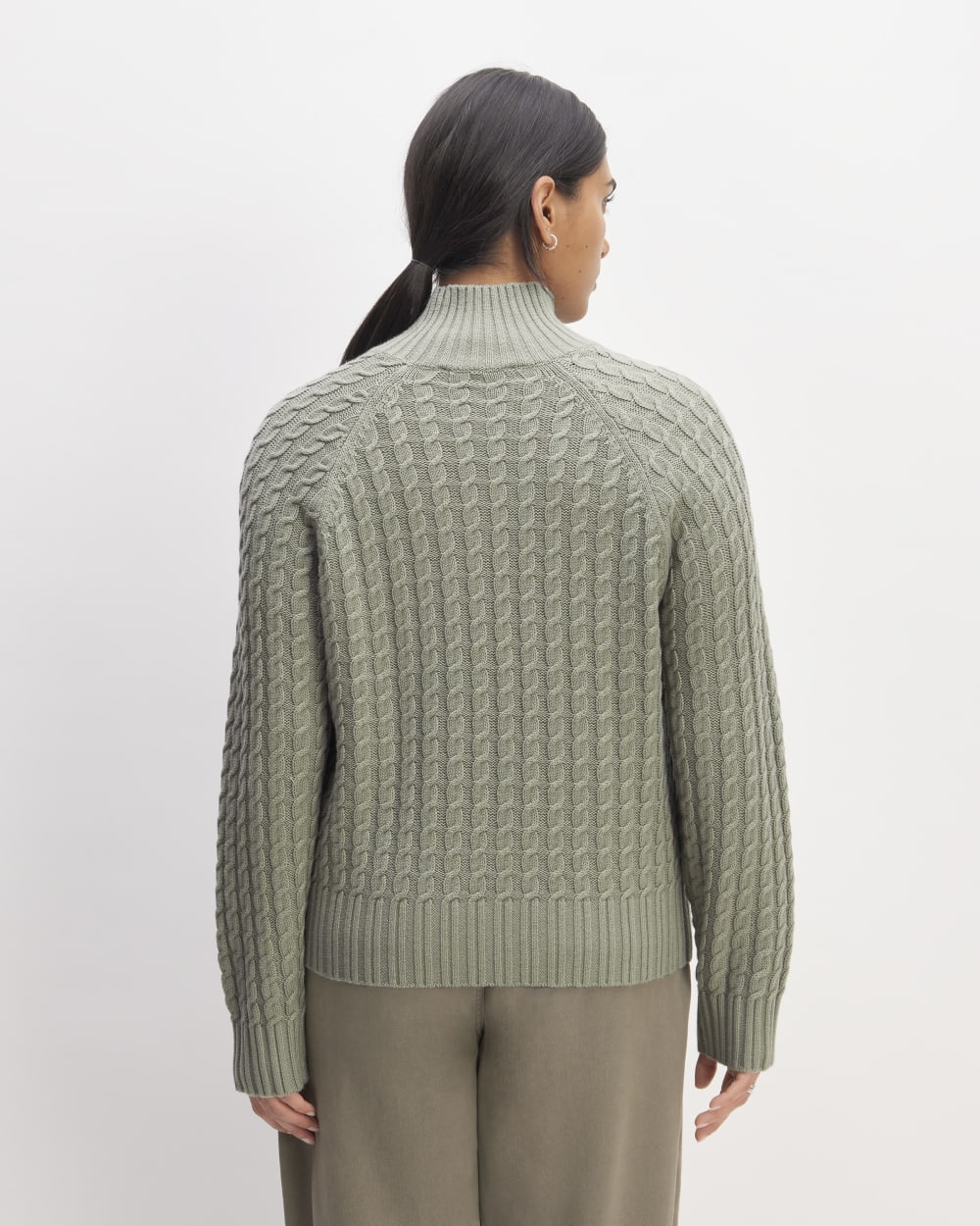 The Cotton Merino Cable Turtleneck | Sage Green – Everlane