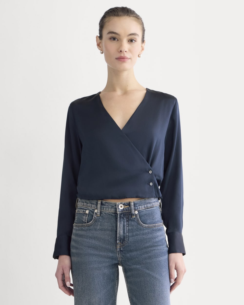 womens-wrap-top-in-silk-charmeuse-navy | primary