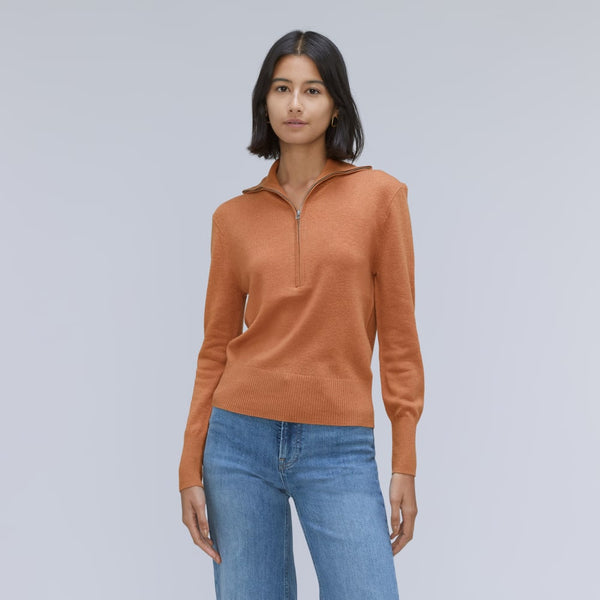 マロン The Luxe Merino Half-Zip Sweater | Tawny Brown – Everlane
