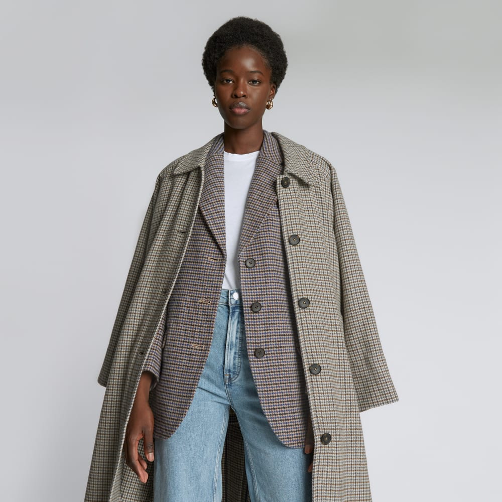 The ReWool® '80s Blazer | Blue / Brown Houndstooth – Everlane