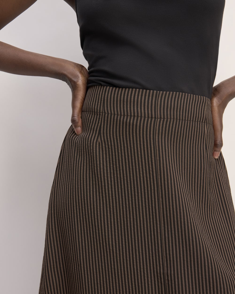 The Mini Jacquard Stripe Slip Skirt | Cocoa / Black – Everlane