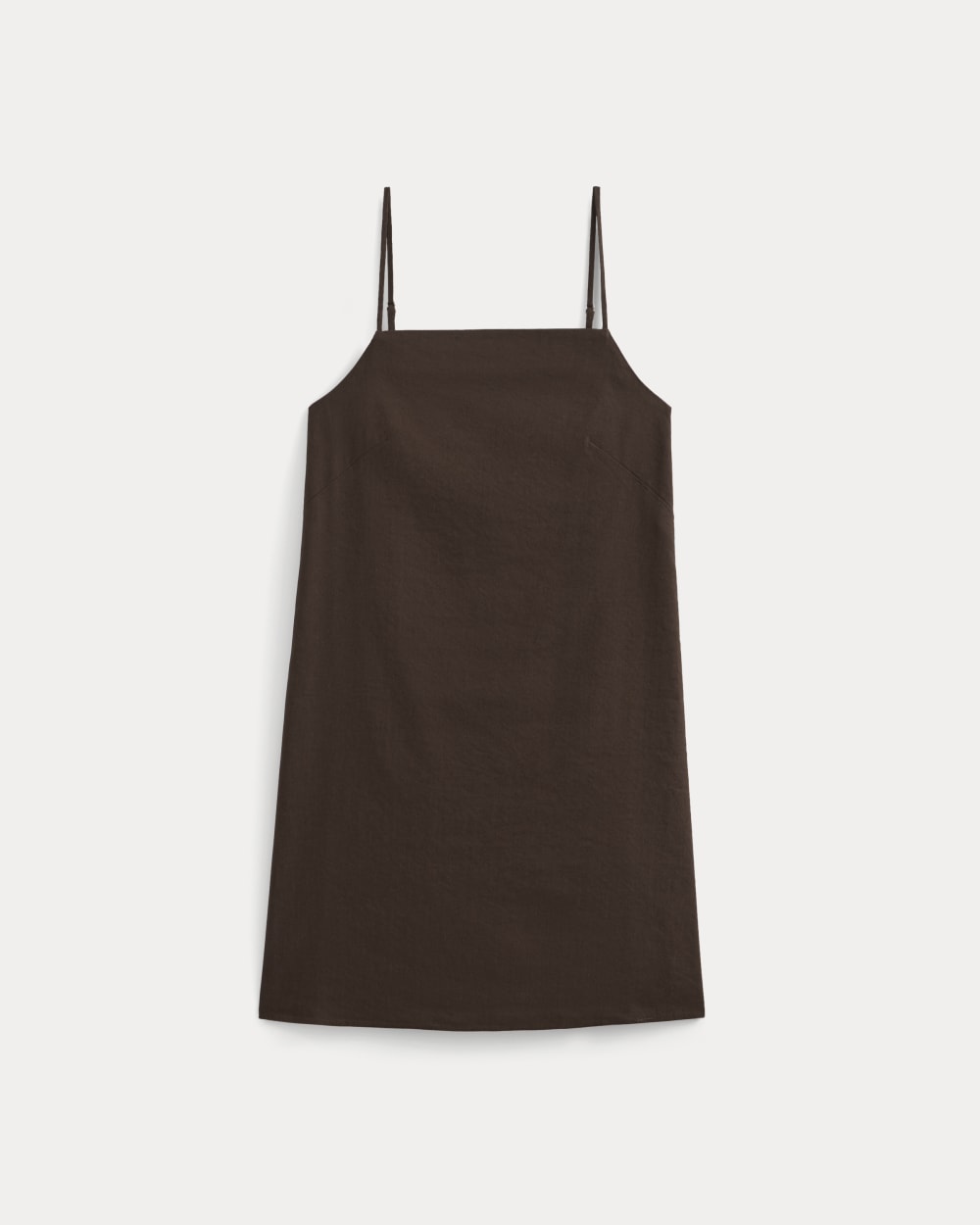 womens-mini-shift-dress-in-stretch-linen-dark-brown | alt