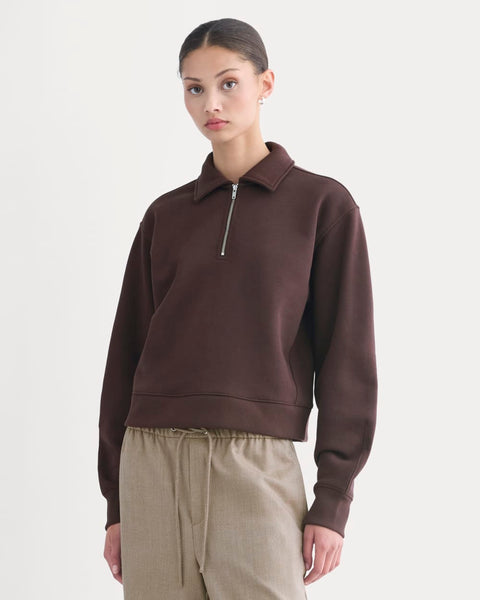 Luxe Fleece Zip Polo | Dark Chocolate – Everlane