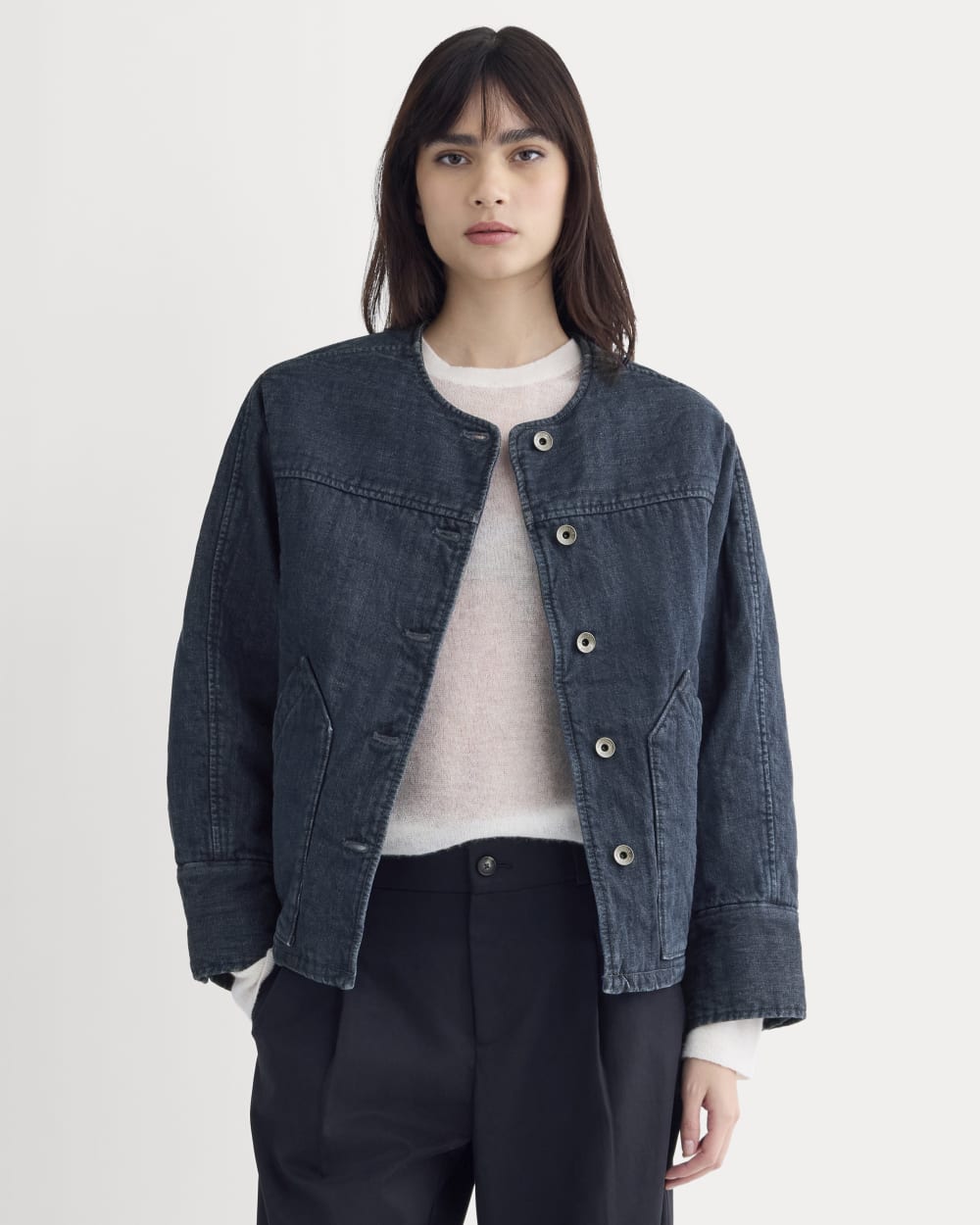 Denim Quilted Barrel Jacket