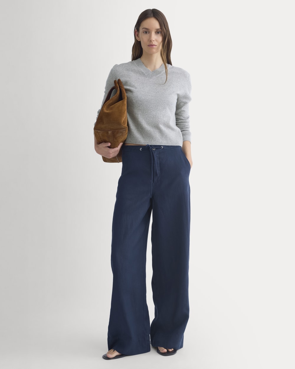 womens-wide-leg-drawstring-pant-in-linen-navy | primary
