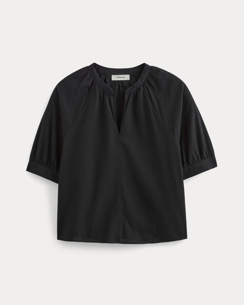 womens-gauze-gathered-top-black | alt