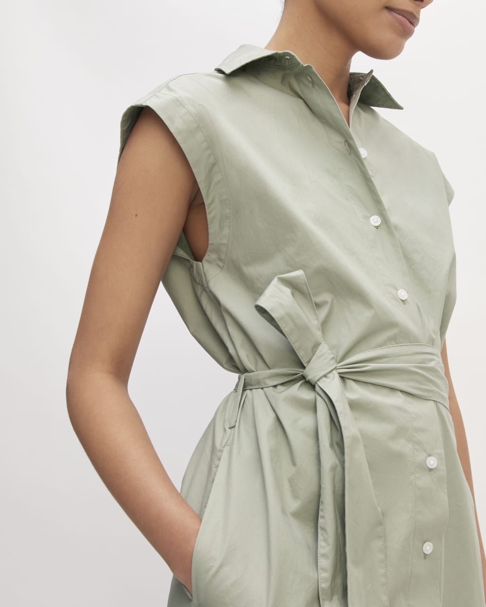 The Supima Cotton Short-Sleeve Shirt Dress | Sage Green Everlane The Supima Cotton Short-Sleeve Shirt Dress | Sage Green Everlane