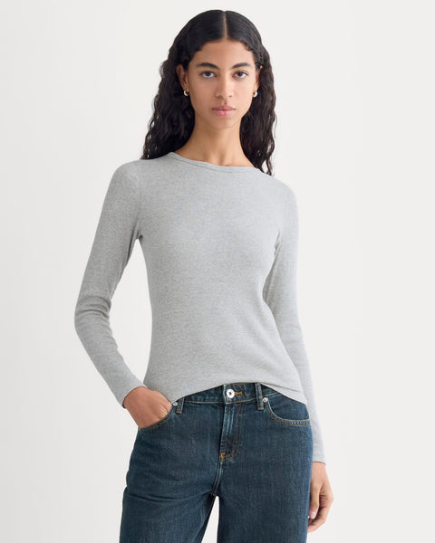 The Luxe Rib Long-Sleeve Crew | Classic Heather Grey – Everlane
