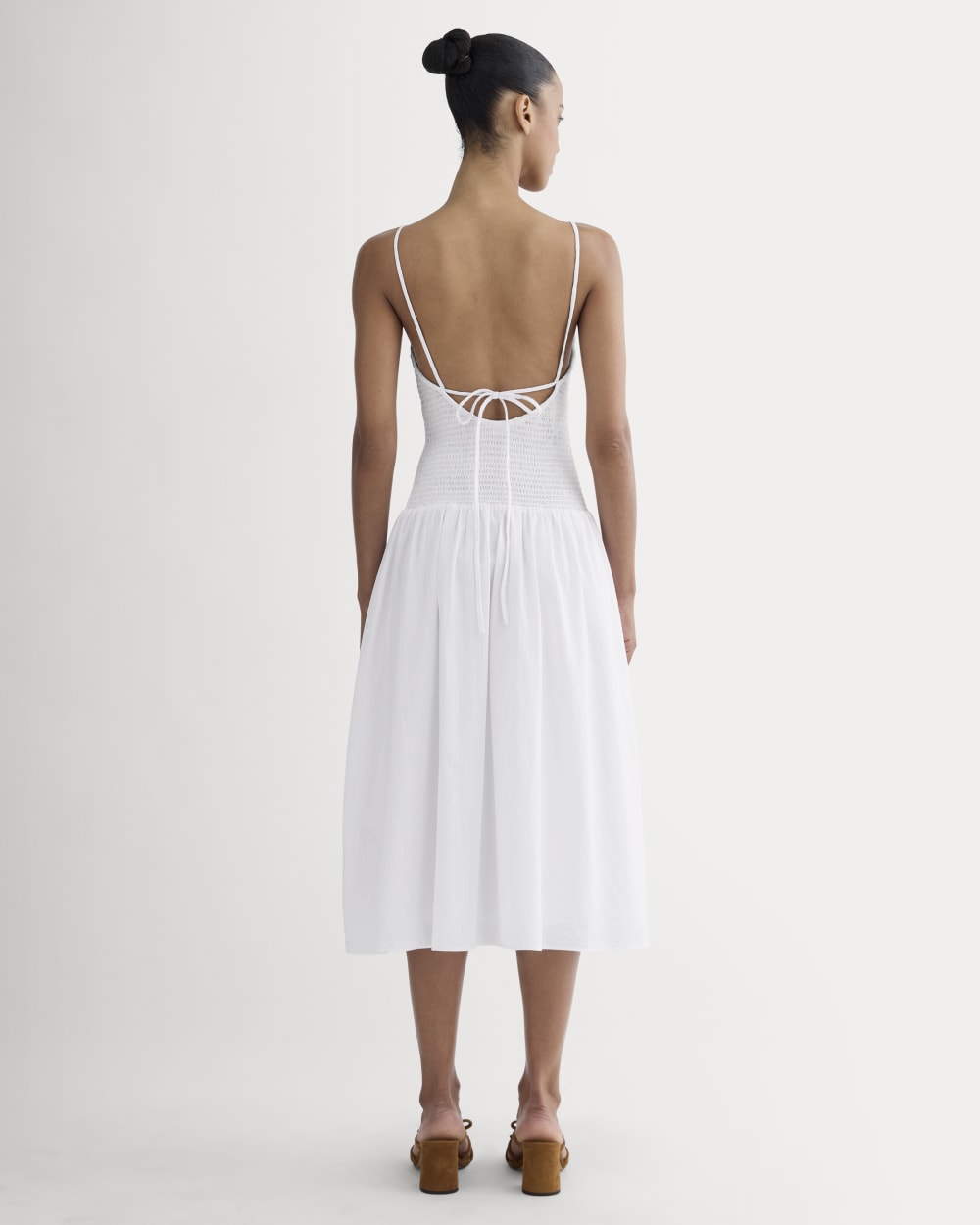 Everlane Gauze Open-Back Dress In White, Size Large, Cotton Everlane Gauze Open-Back Dress In White, Size Large, Cotton