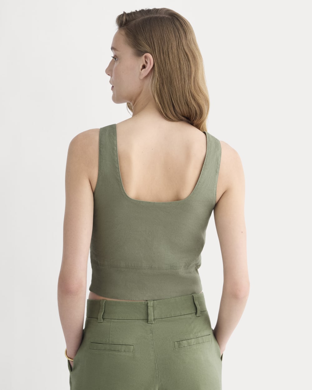The Square Tank in Stretch Linen | Lichen Green – Everlane