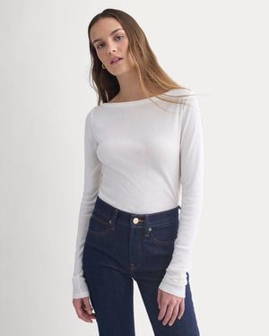 Tissue Boatneck Top | Bone