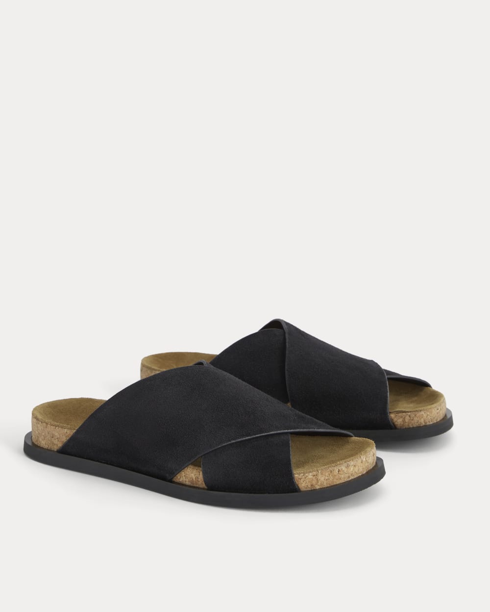 The Suede Crossover Sandal | Black – Everlane