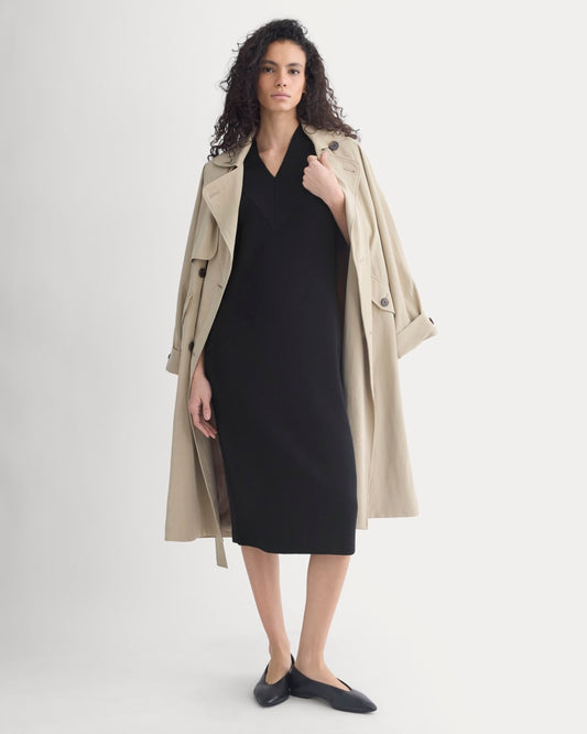 womens-relaxed-v-neck-midi-sweater-dress-black | primary