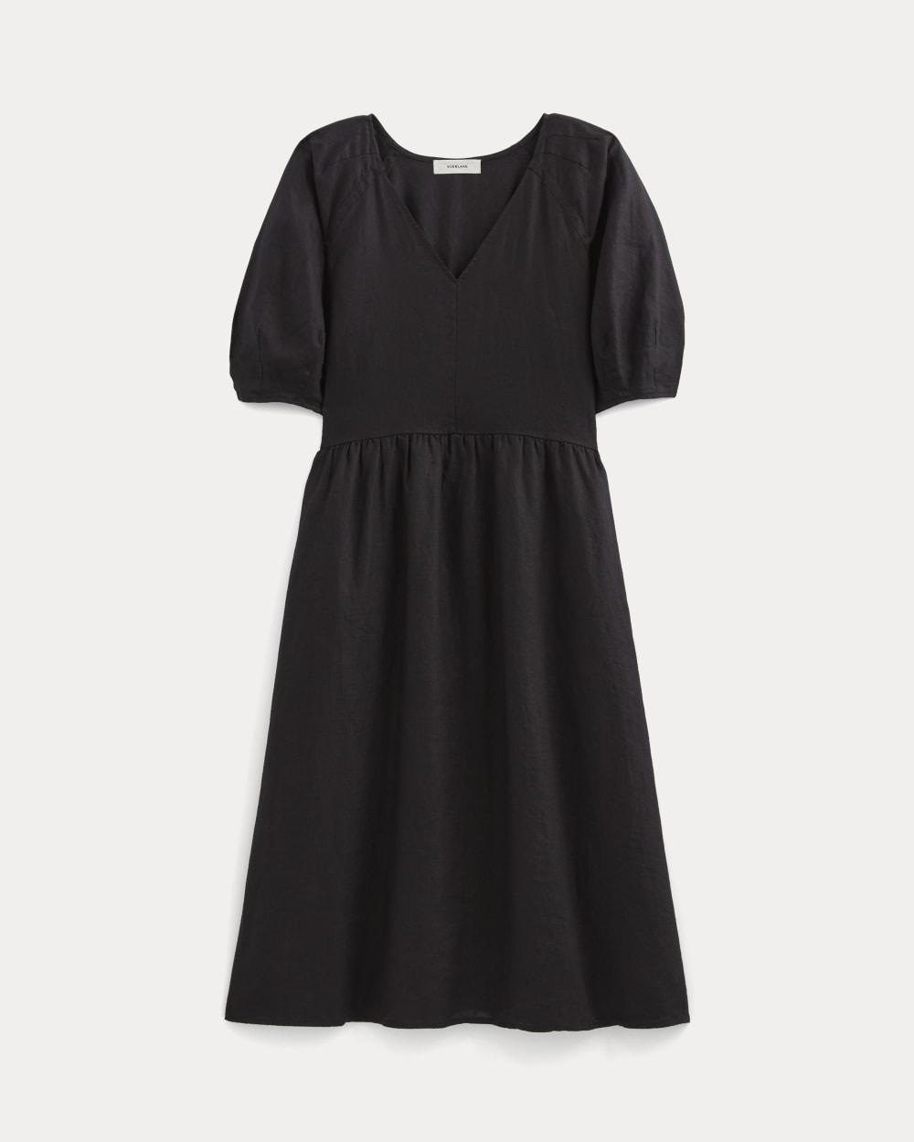 The Linen Oversized Puff-Sleeve Dress | Black Everlane The Linen Oversized Puff-Sleeve Dress | Black Everlane