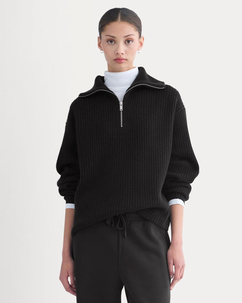 The Half-Zip Sweater in Luxe Merino | Black – Everlane
