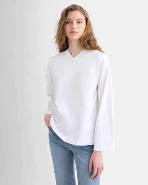 Retro V-Neck Jersey | White – Everlane