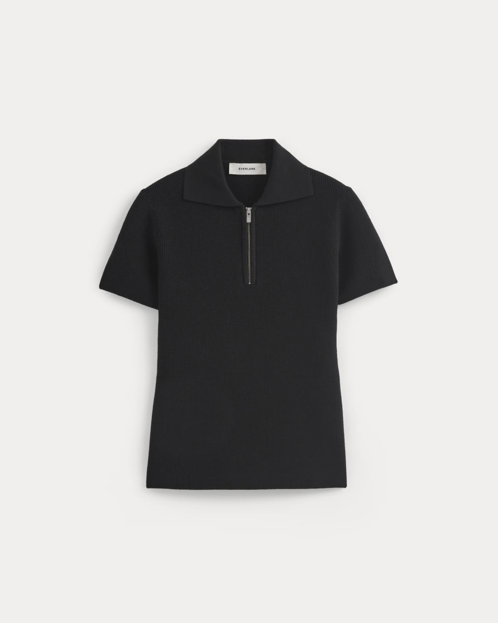 womens-knit-quarter-zip-polo-black | alt