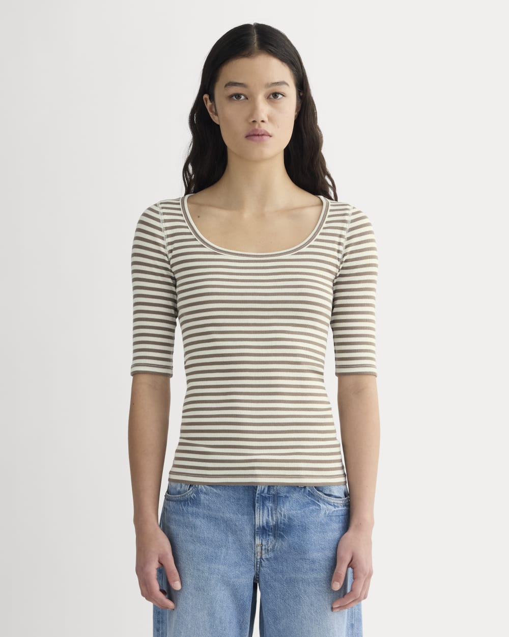 The Luxe Rib Scoop-Neck Tee