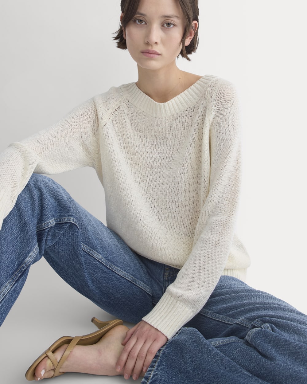Wide-Neck Crew Sweater in Tape Yarn from Everlane - $178