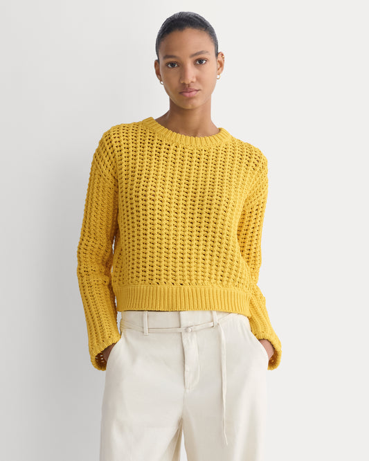 Open-Knit Crew in Elevated Cotton | Passion Fruit