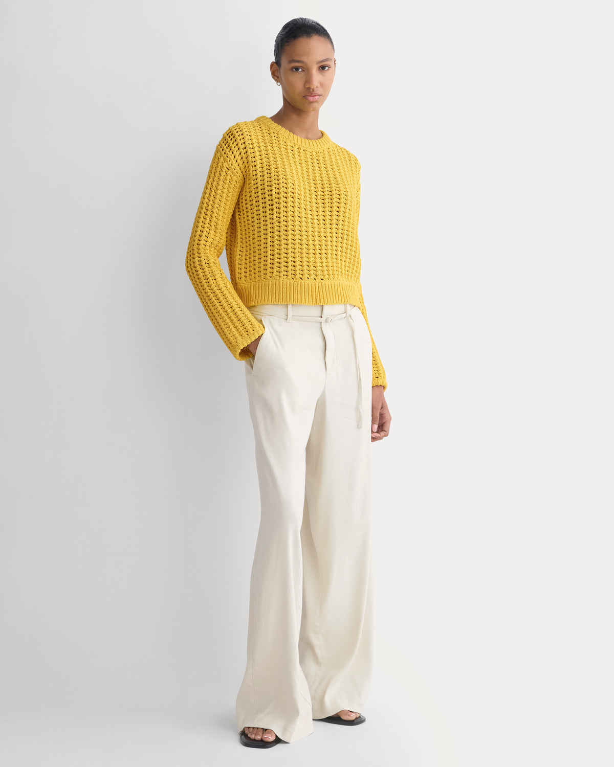 Open-Knit Crew in Elevated Cotton | Passion Fruit