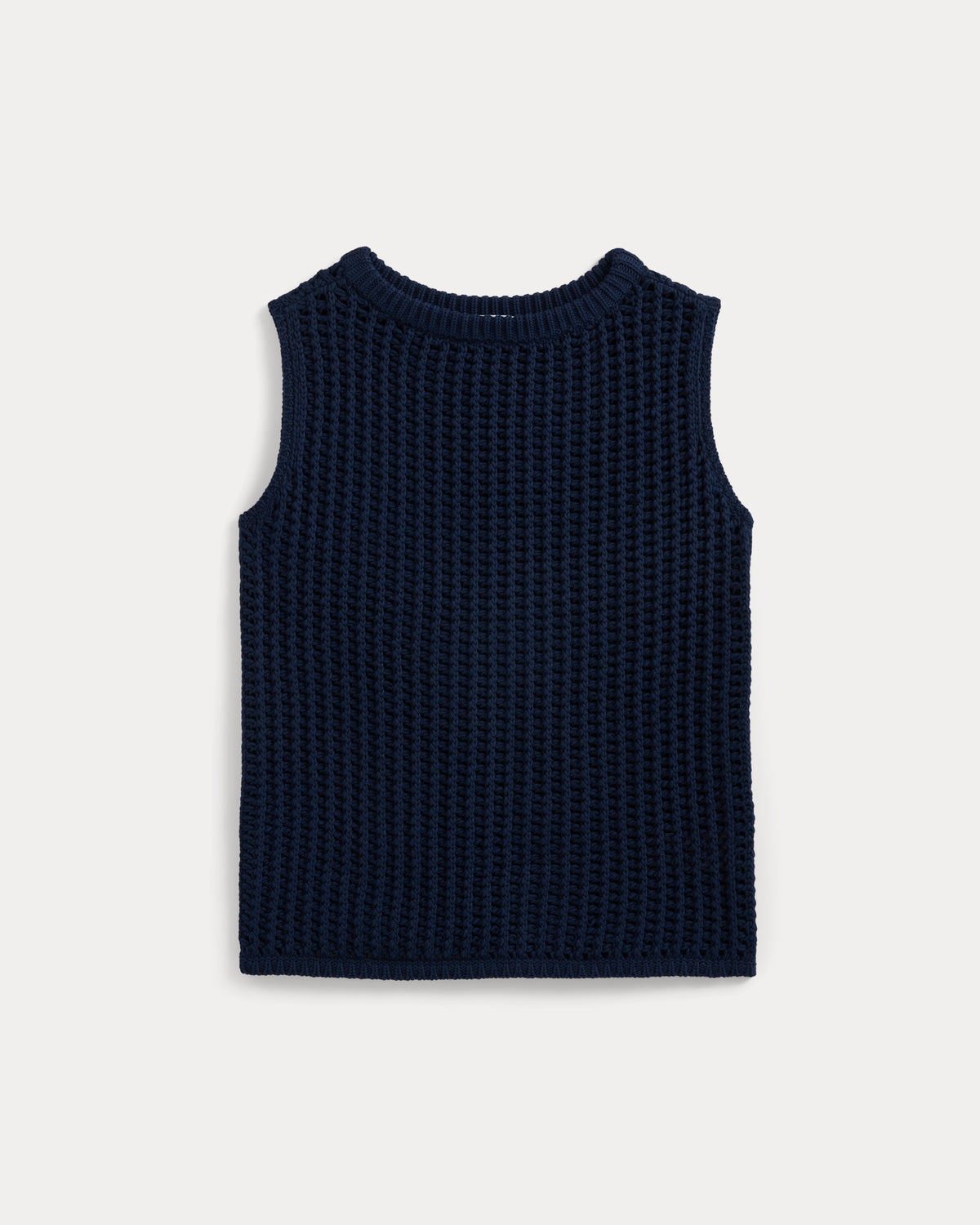 Open-Knit Tunic Vest in Elevated Cotton | Navy