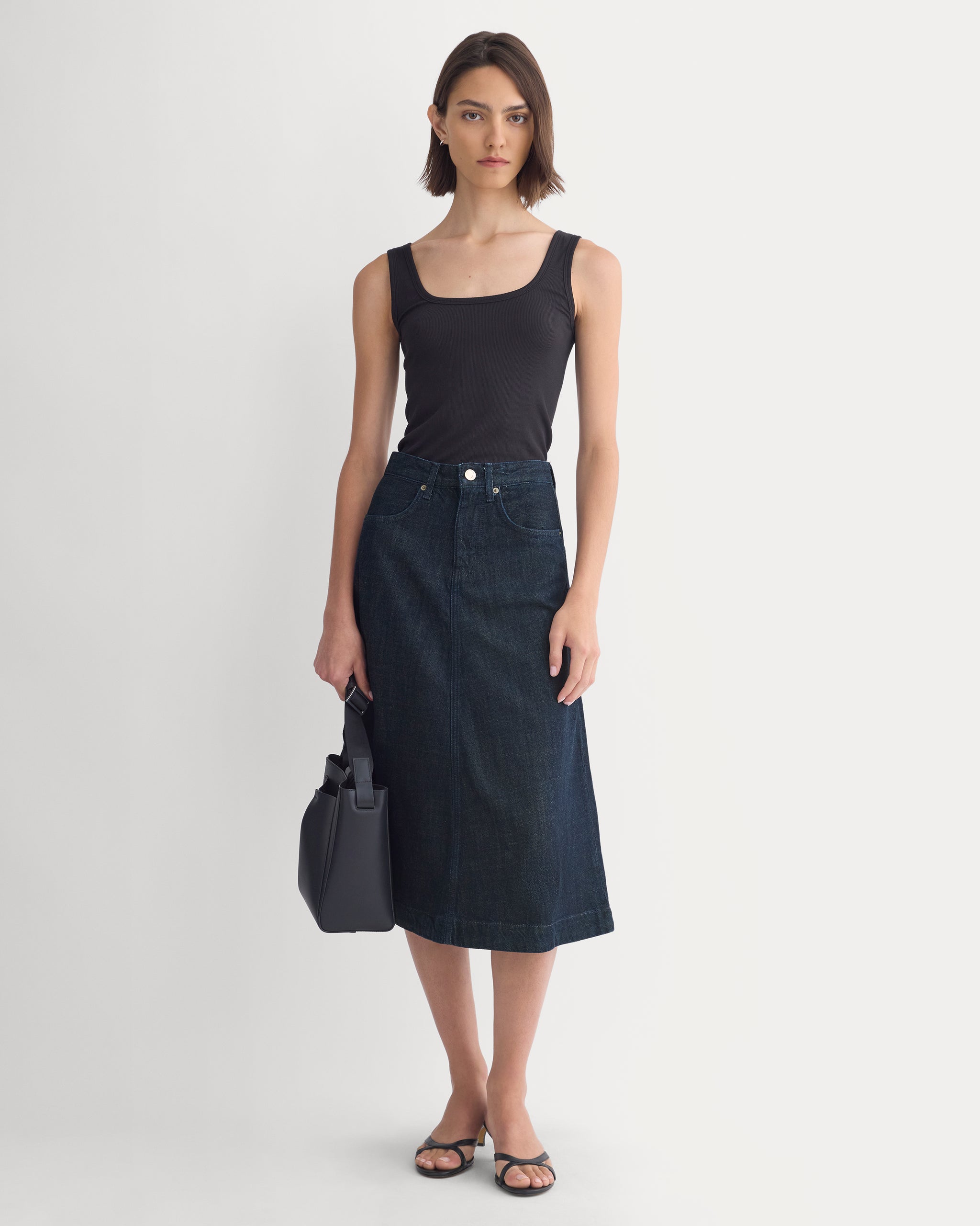 Flowy Denim Midi Skirt | Rinse Indigo