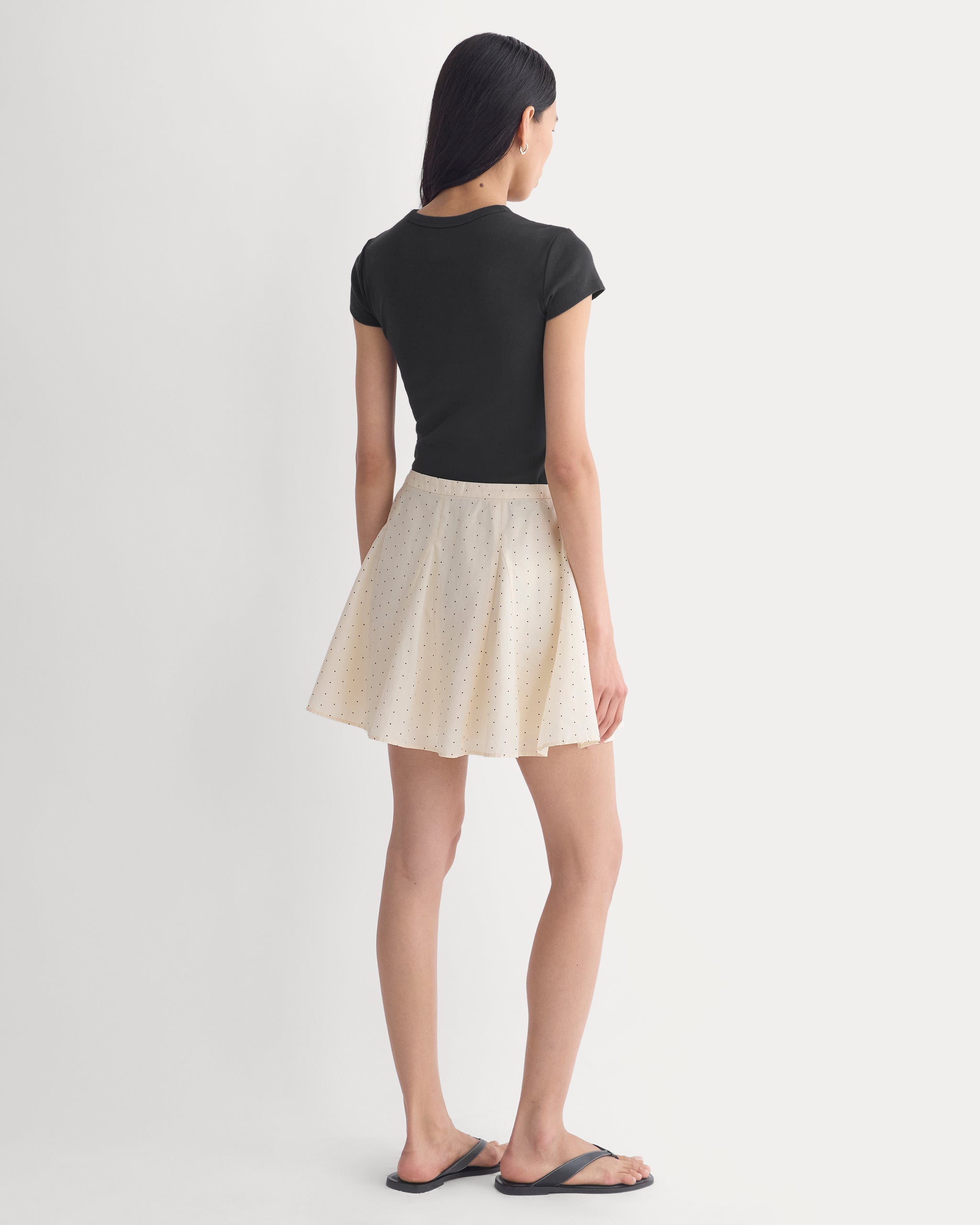 Godet Mini Skirt in Cotton Silk | Birch