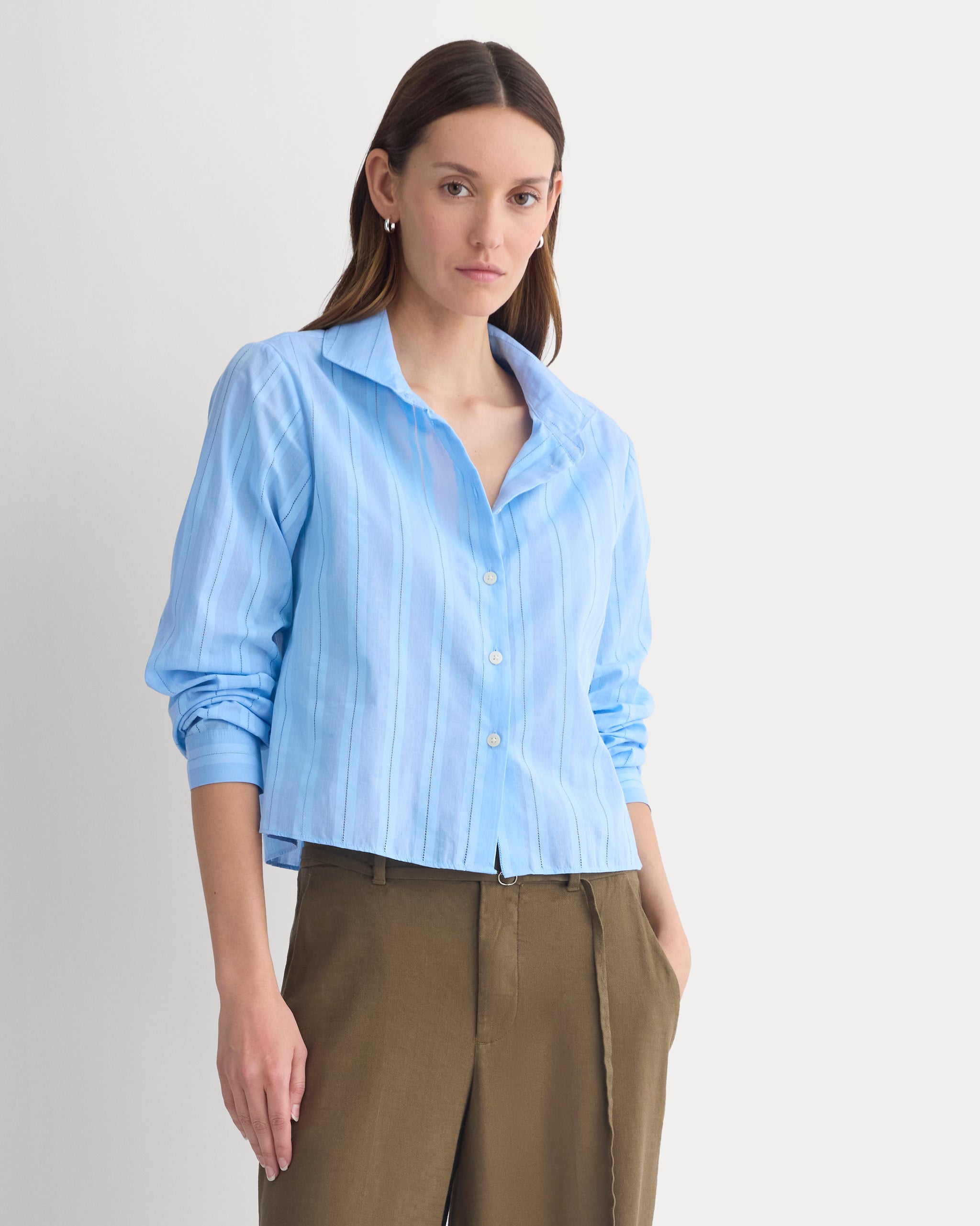 Textured Mini Collar Shirt | Open Air Blue