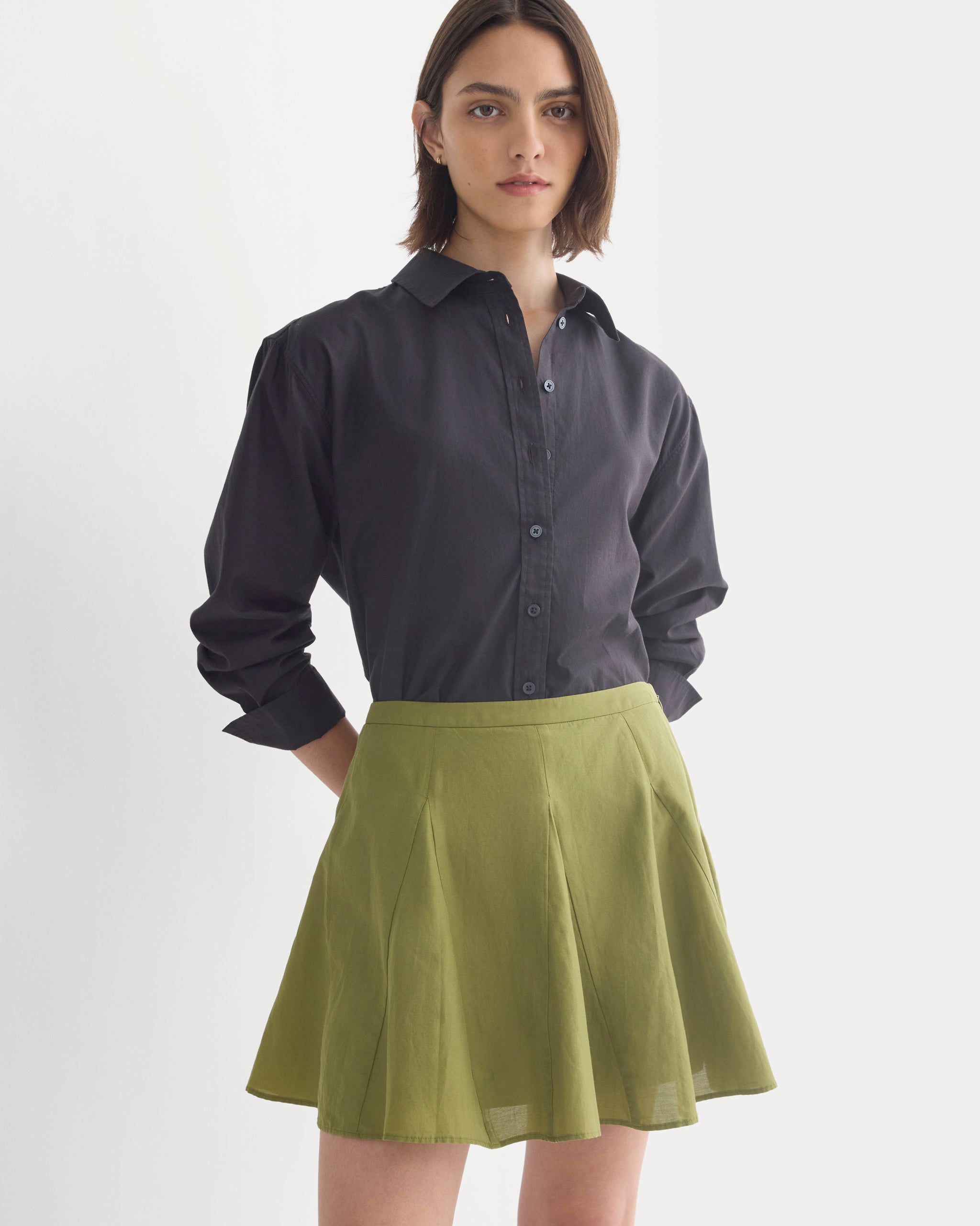 Godet Mini Skirt in Cotton Silk | Mayfly