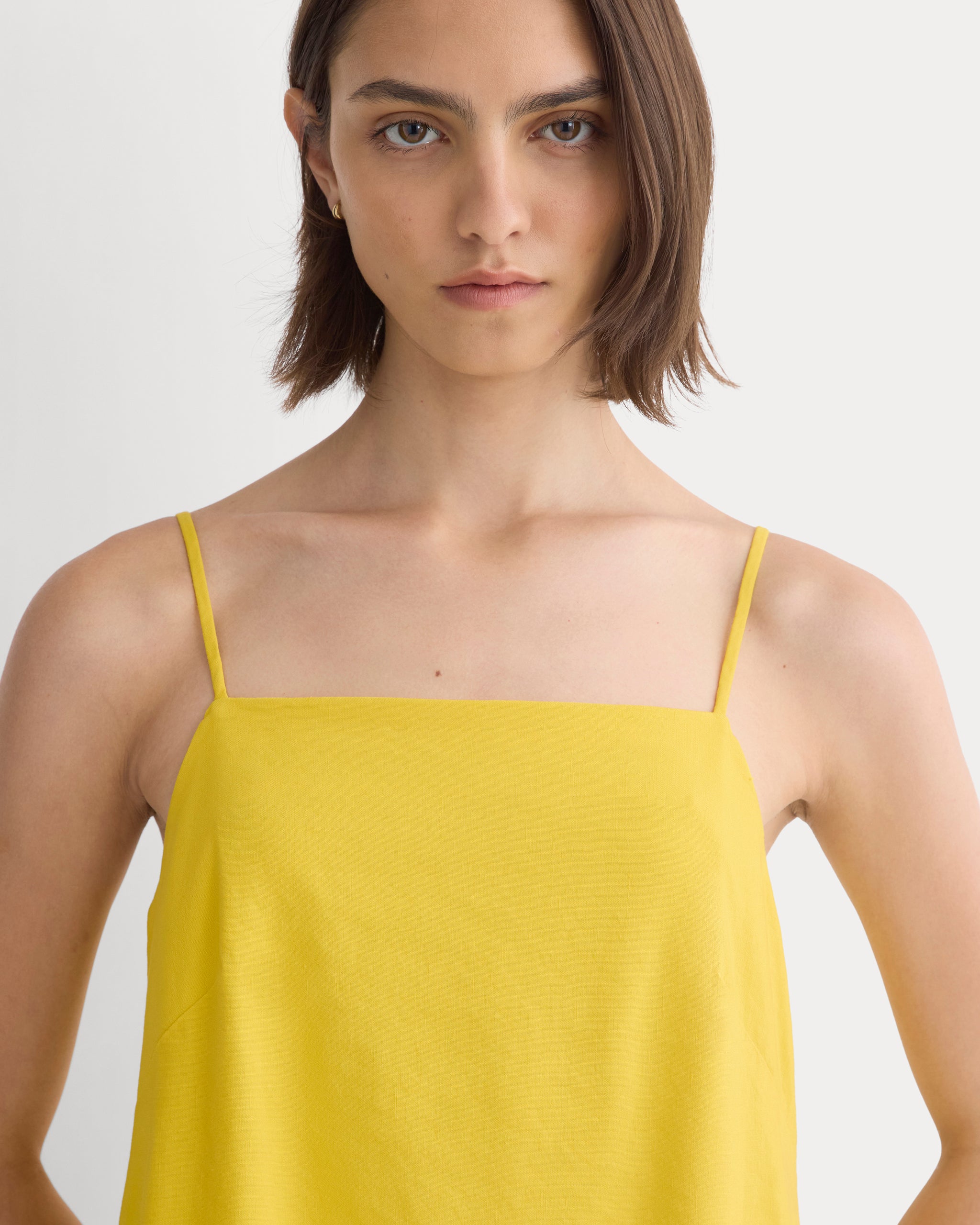 Mini Shift Dress in Stretch Linen | Passion Fruit