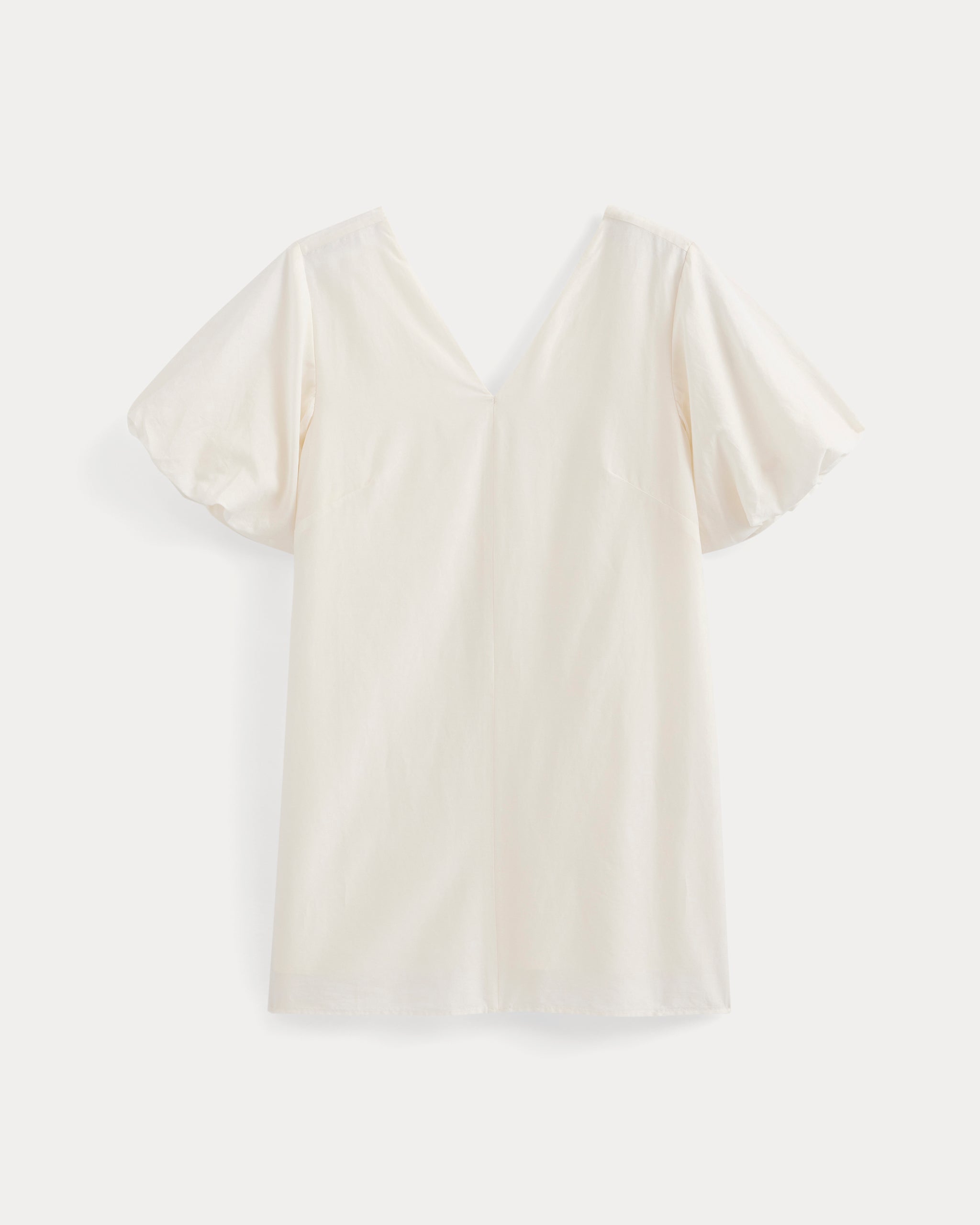 Bubble-Sleeve Mini Dress in Cotton Silk Voile | Bone