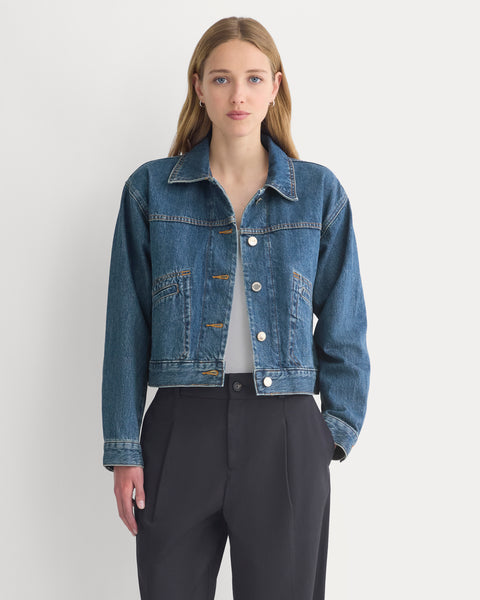 Cropped Trucker Jacket in Denim | Mid Indigo – Everlane