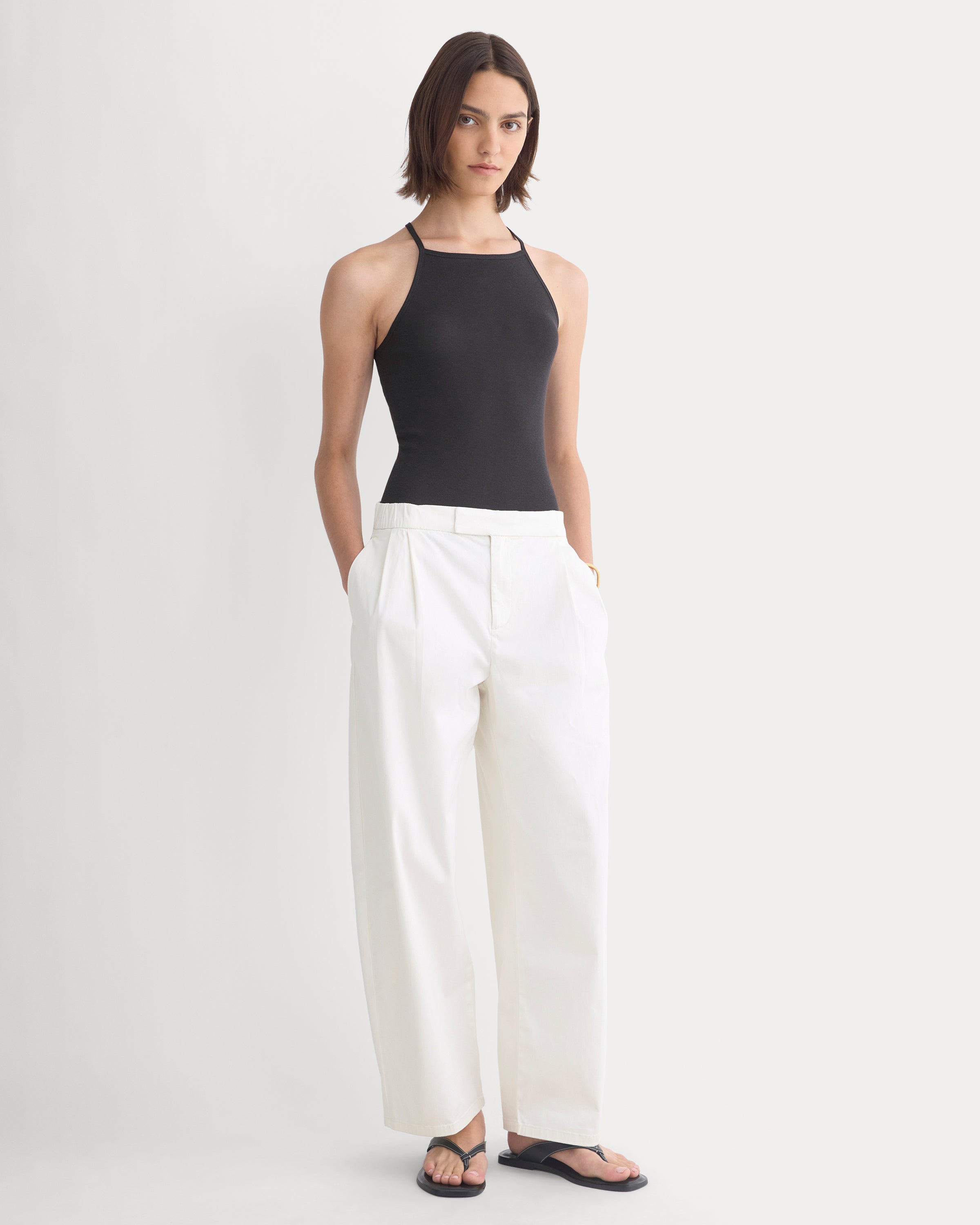 Barrel-Leg Pant in Organic Cotton Sateen