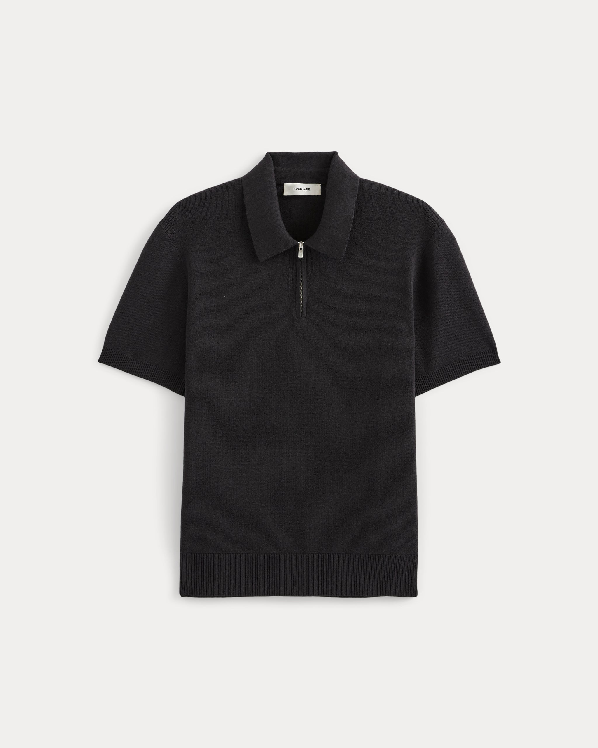 No-Sweat Textured Zip Polo | Black