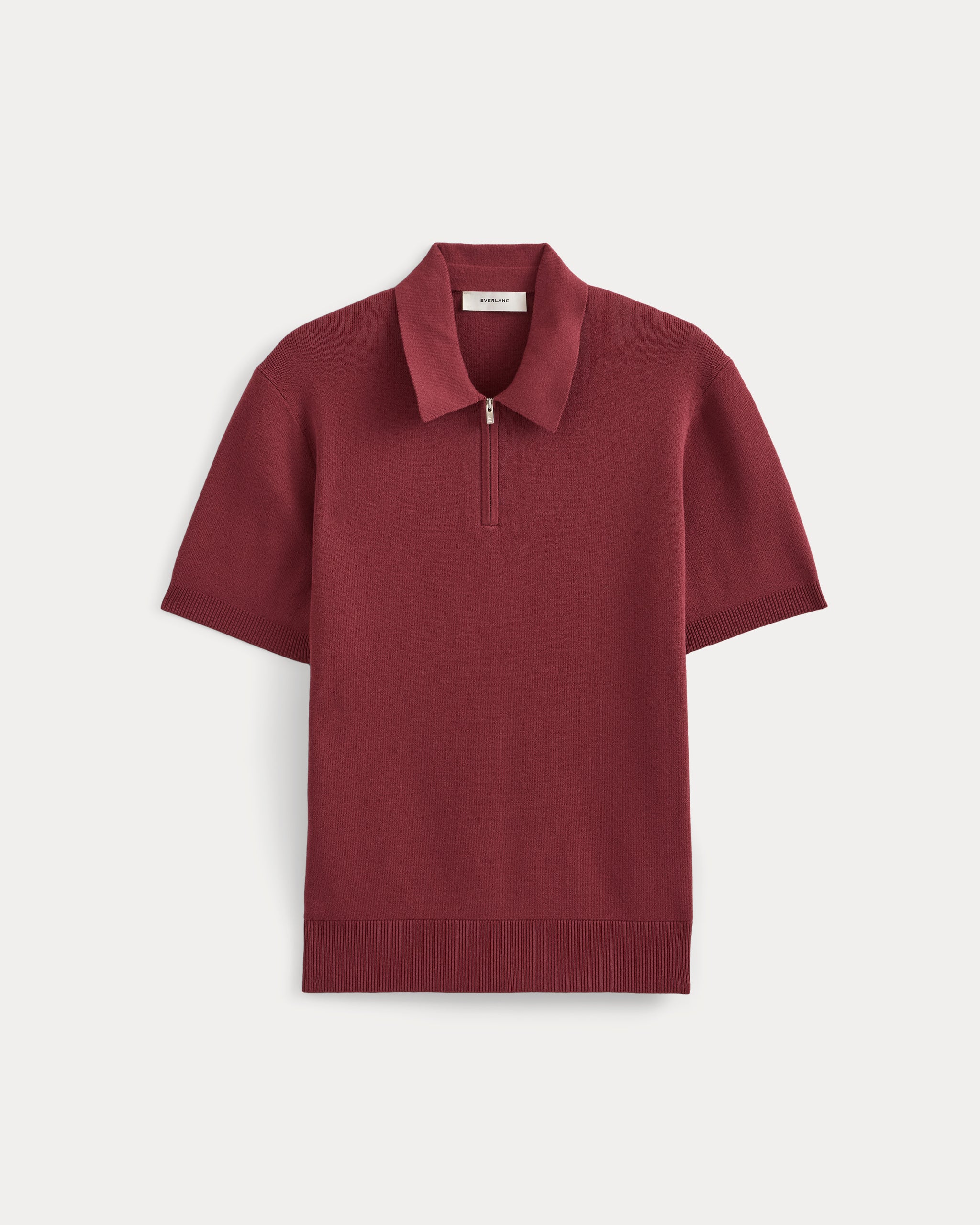 No-Sweat Textured Zip Polo | Cabernet