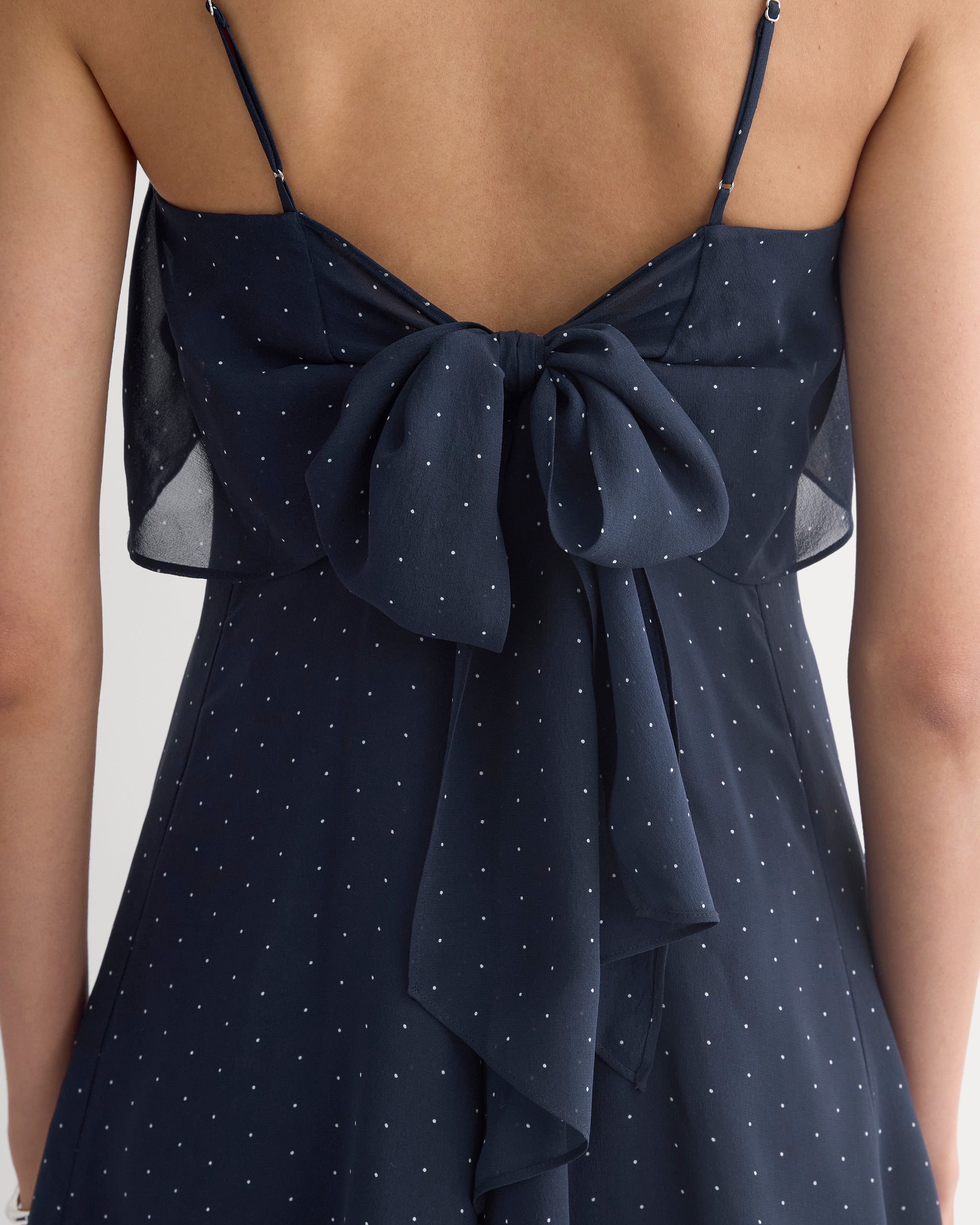Scarf-Tie Mini Dress in Silk Georgette | Men's Navy/Birch
