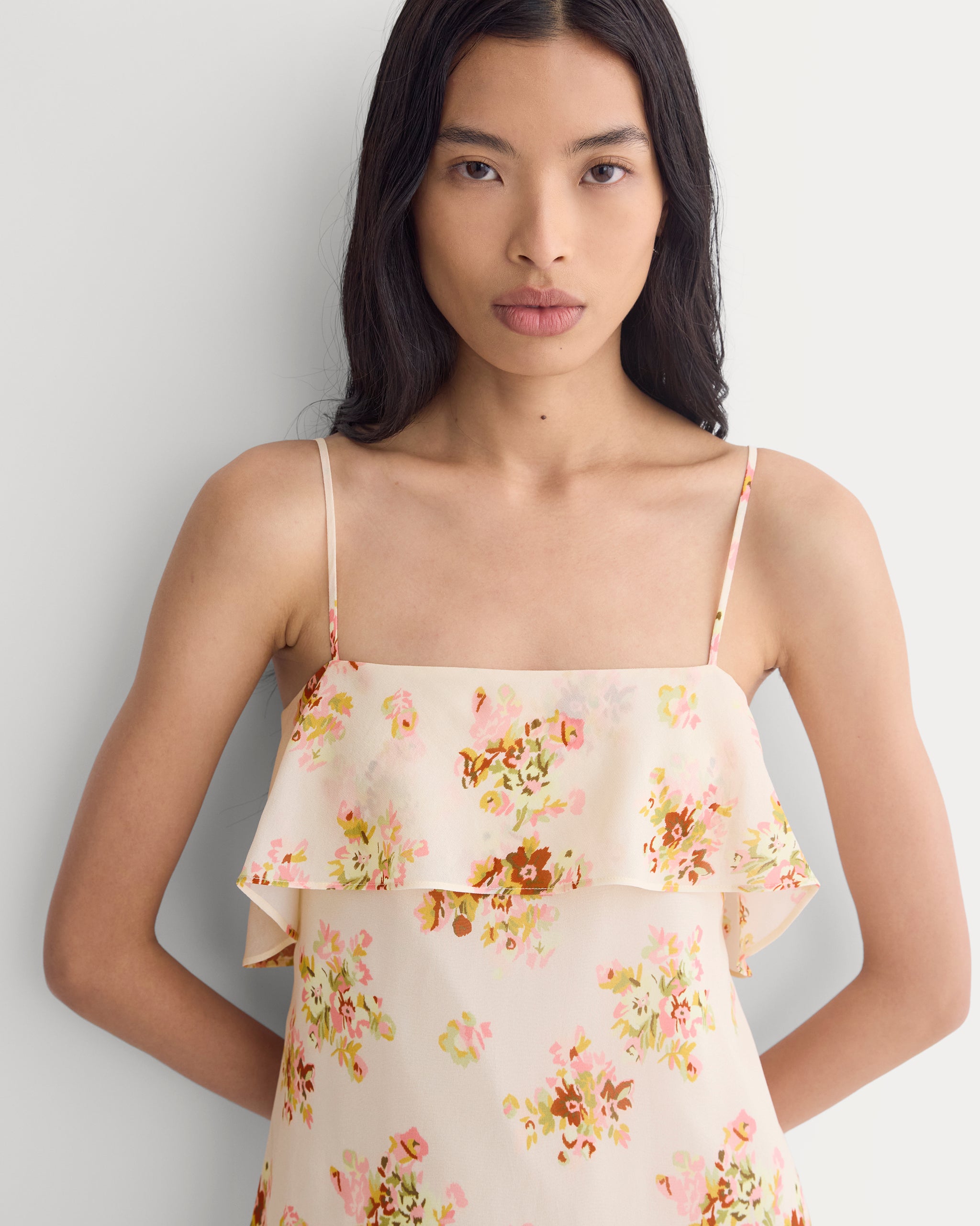 Scarf-Tie Mini Dress in Silk Georgette | Vintage Floral
