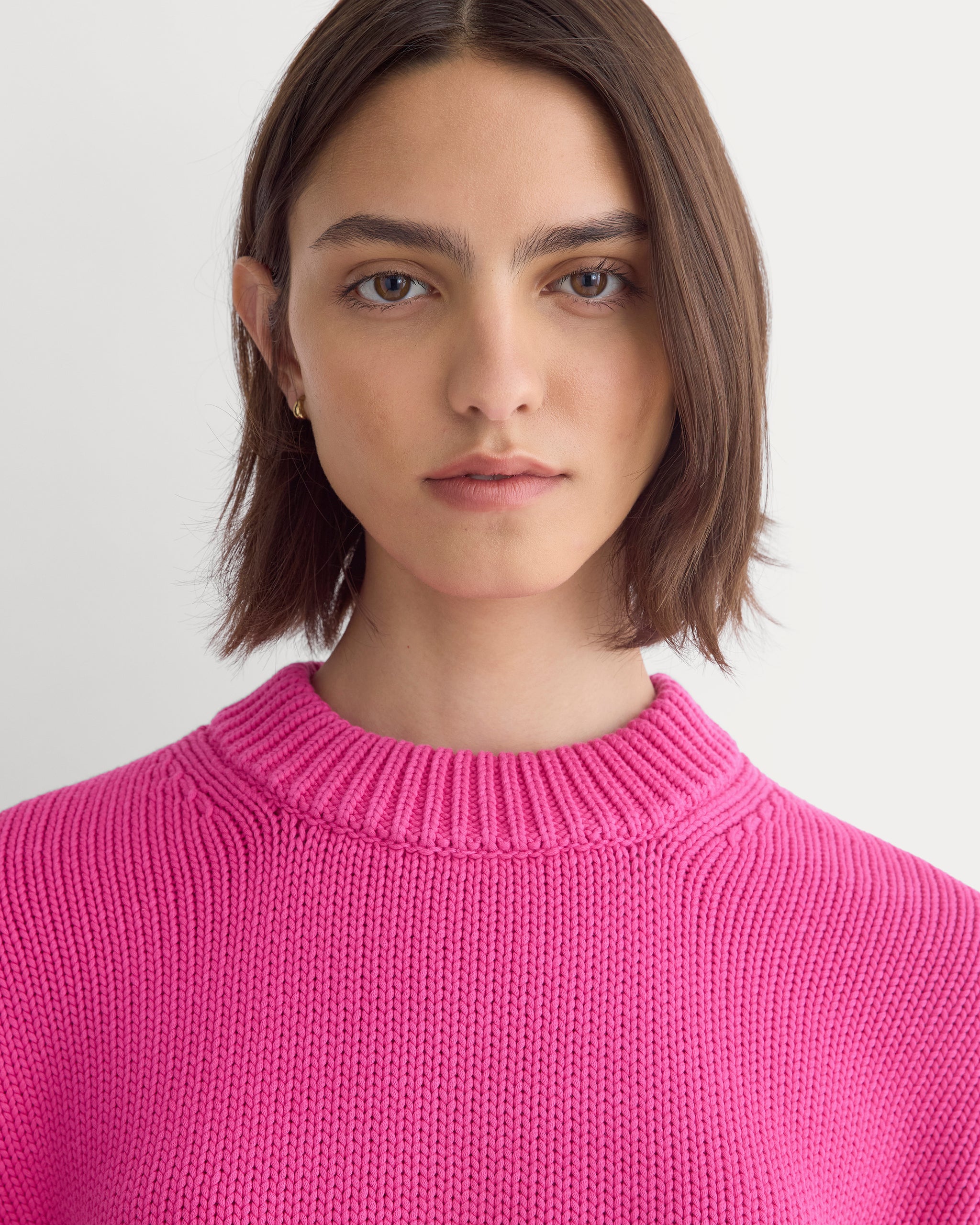 Oversized Cocoon Crew in Elevated Cotton | Rose Violet