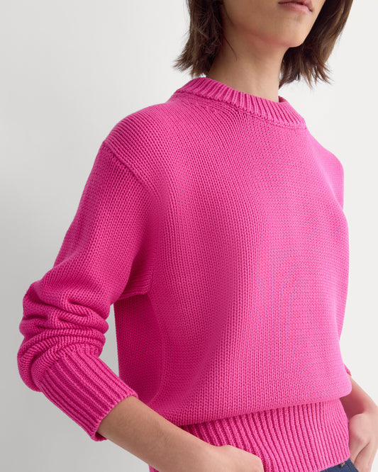 Oversized Cocoon Crew in Elevated Cotton | Rose Violet