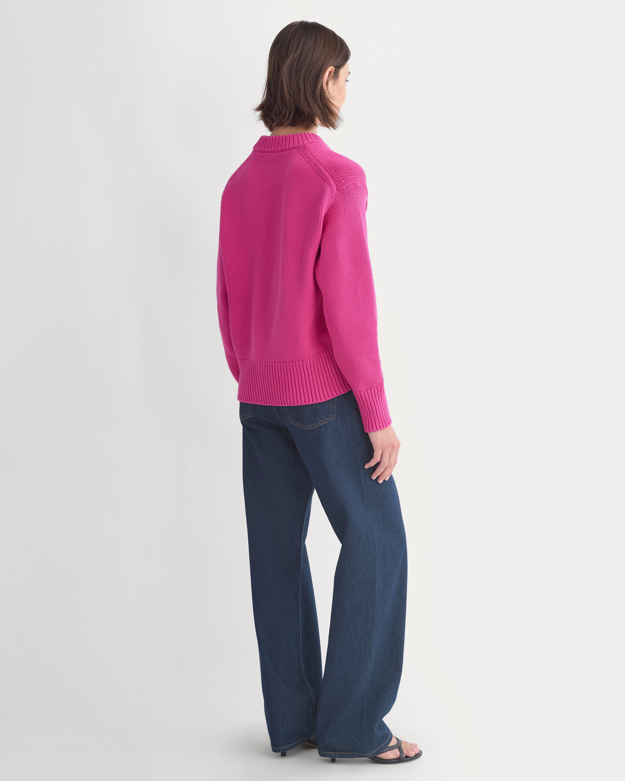 Oversized Cocoon Crew in Elevated Cotton | Rose Violet