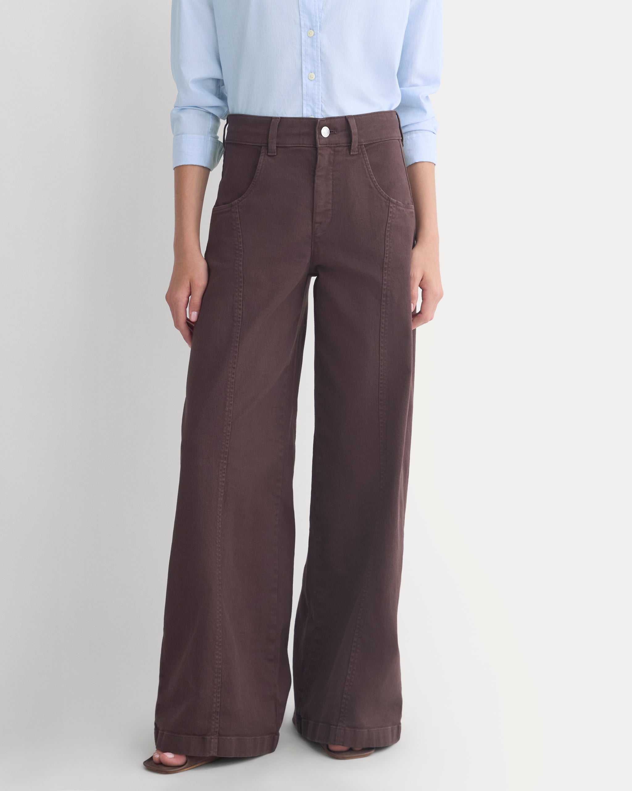 Utility Seamed Wide-Leg Pant | Coffee Bean | Long