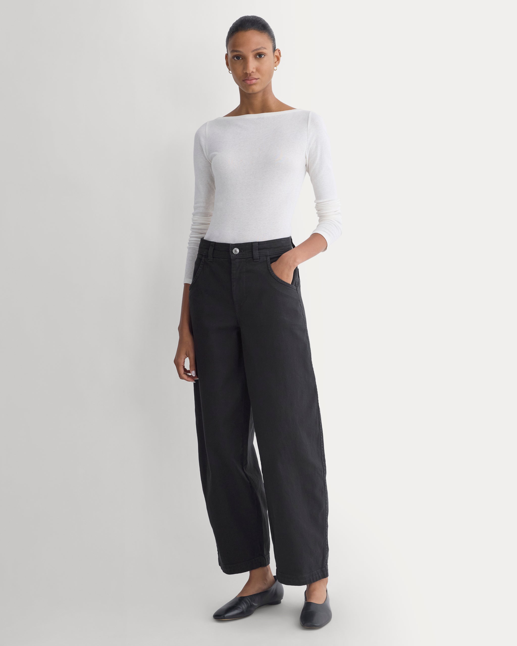 Utility Twill Barrel Pant | Black | Long