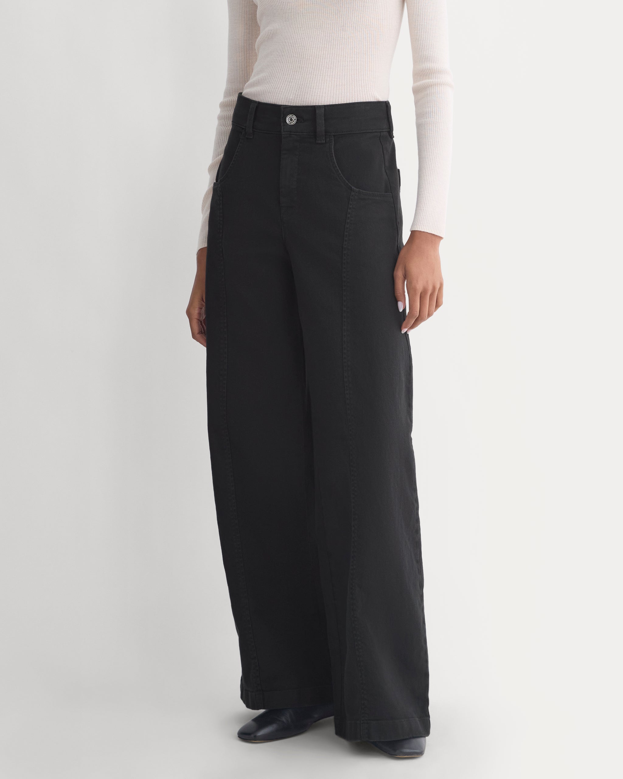 Utility Seamed Wide-Leg Pant | Black | Long